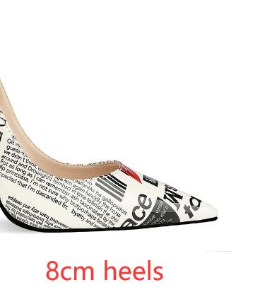 Newspaper Print Stiletto High Heel Shoes