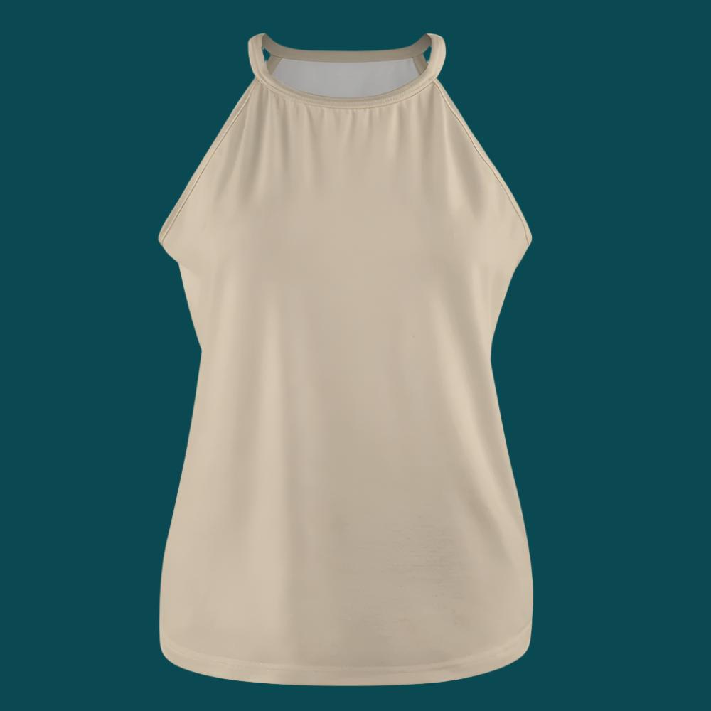 Beige Solid Color Sleeveless Crew Neck Top - Thread Harbor Originals Collection - Thread Harbor Clothing Company