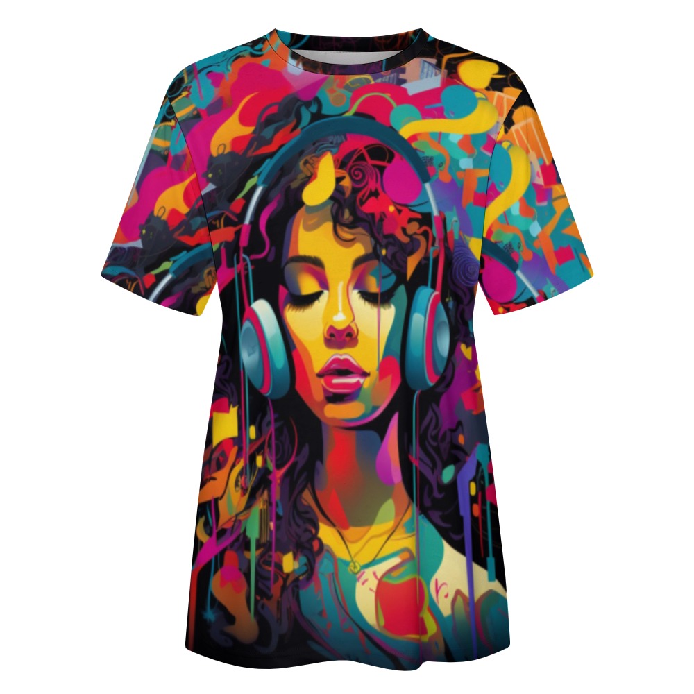 Introducing the Bright &amp; Colorful Original Graphic Print Crew-Neck T-Shirt! Bold graphics, vibrant colors, and a comfortable crew-neck design make this the perfect statement piece for any wardrobe. Spread positivity and confidence with every wear. Feel empowered and inspired with each colorful and creative design.