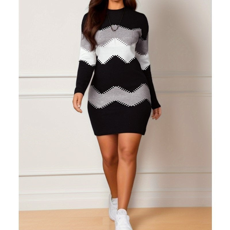 Long Sleeve Above the Knee Knit Sweater Dress