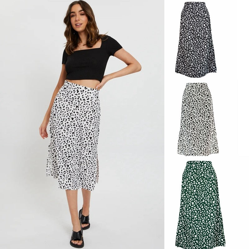 Indulge in the wild side with our Sexy Leopard Print Chiffon Split Long Skirt. The bold animal print and sultry side split make a statement, while the zipper closure adds a touch of convenience. Channel your inner diva and elevate any outfit with this must-have skirt.