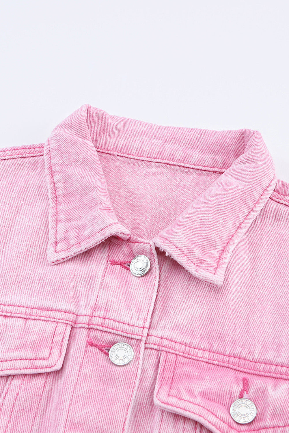 Update your wardrobe with our Fashionable Pink Acid Wash Button Flap Pocket Denim Jacket! Made with a stylish pink acid wash design, this jacket is perfect for any fashion-forward individual. With convenient button flap pockets, you'll always have easy access to your essentials. Elevate your style with this trendy denim jacket!