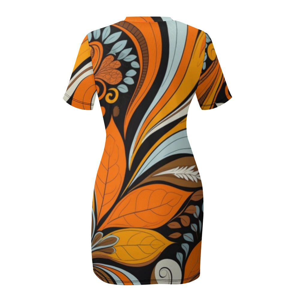 Indulge in retro-inspired fashion with our Original Graphic Print Vintage Dress. Featuring a striking 60's floral design, this crew neck short sleeve dress combines style with comfort. Perfect for any occasion, make a statement with our unique and timeless piece!