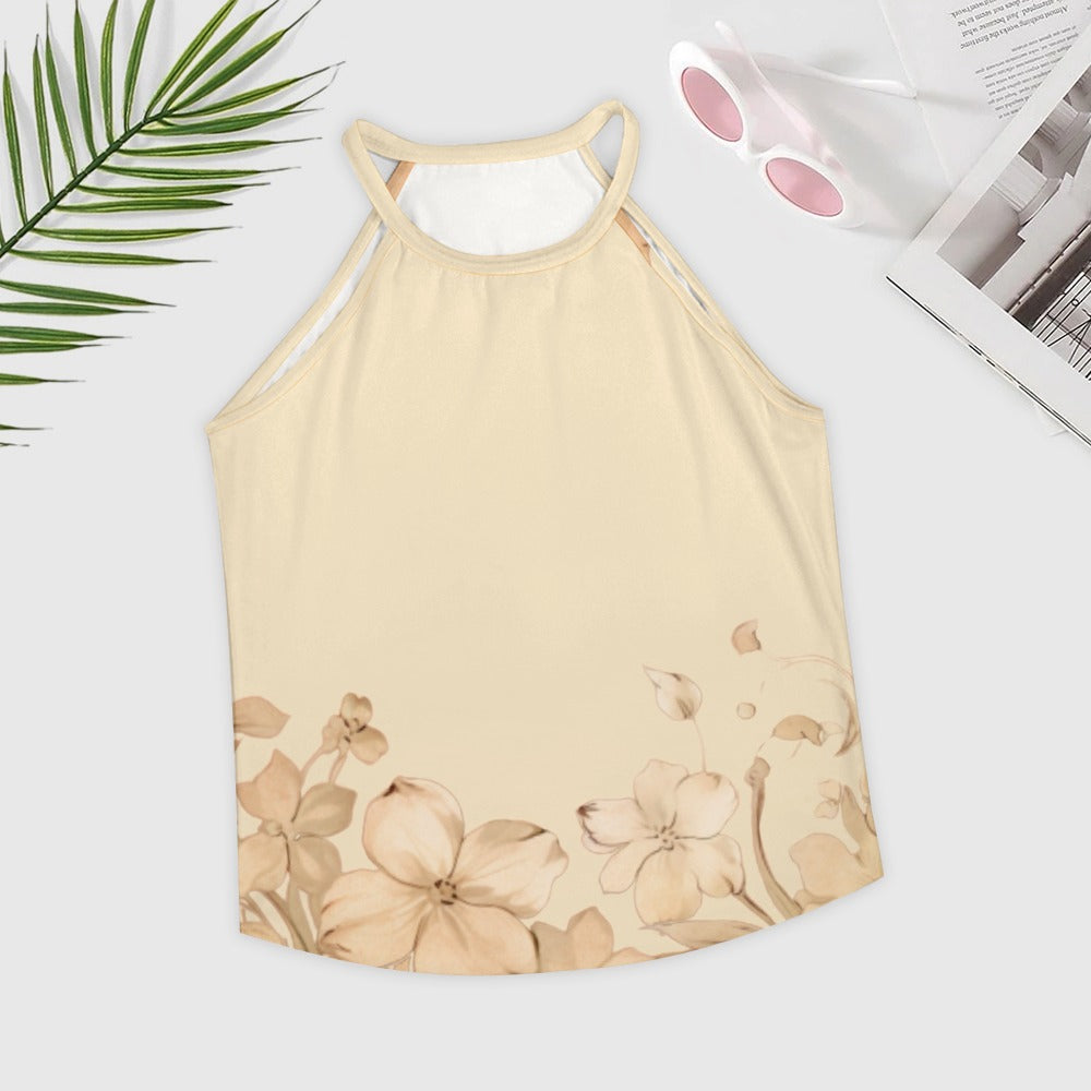 Experience the unique and one-of-a-kind design of our Beige Sleeveless Floral Print Crew Neck Top. This top is perfect for any occasion and pairs perfectly with our matching pants. Elevate your style with this beautiful and versatile top!