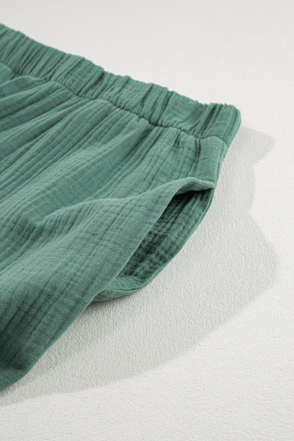 Classy Green Textured High Waist Ruffled Bell Bottom Pants