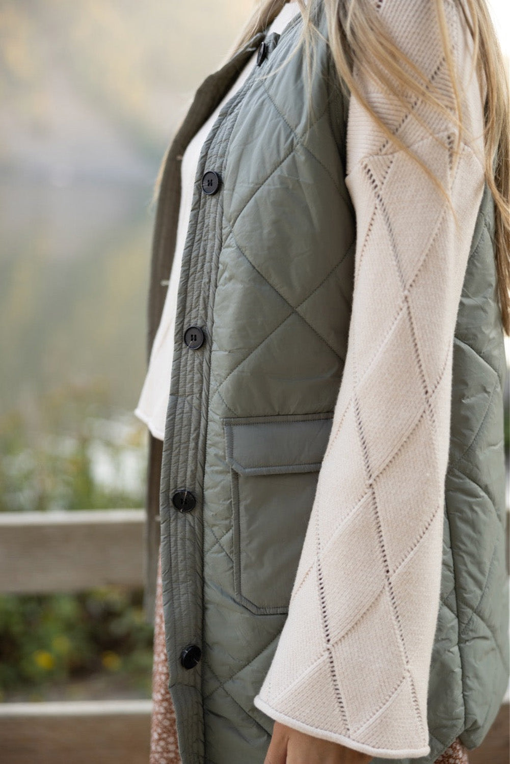 Elevate your style with our Grass Green Quilted Long Vest Jacket with Pockets! Made with premium quilted fabric, this vest offers both fashion and function. Stay warm and stylish with its longer length and convenient pockets. Perfect for any occasion, our vest is a must-have addition to your wardrobe.