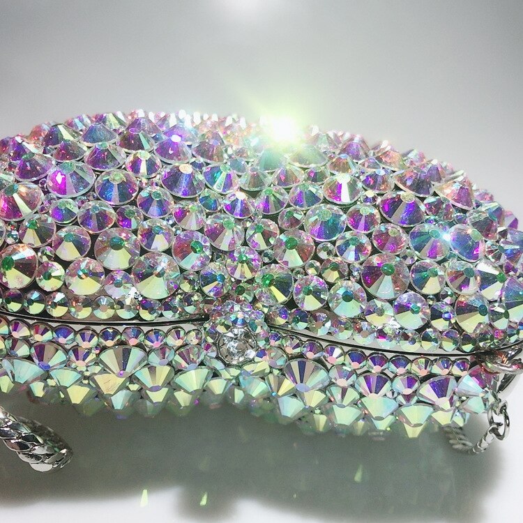 Women's Rhinestone Heart Clutch Purse with Shoulder Strap