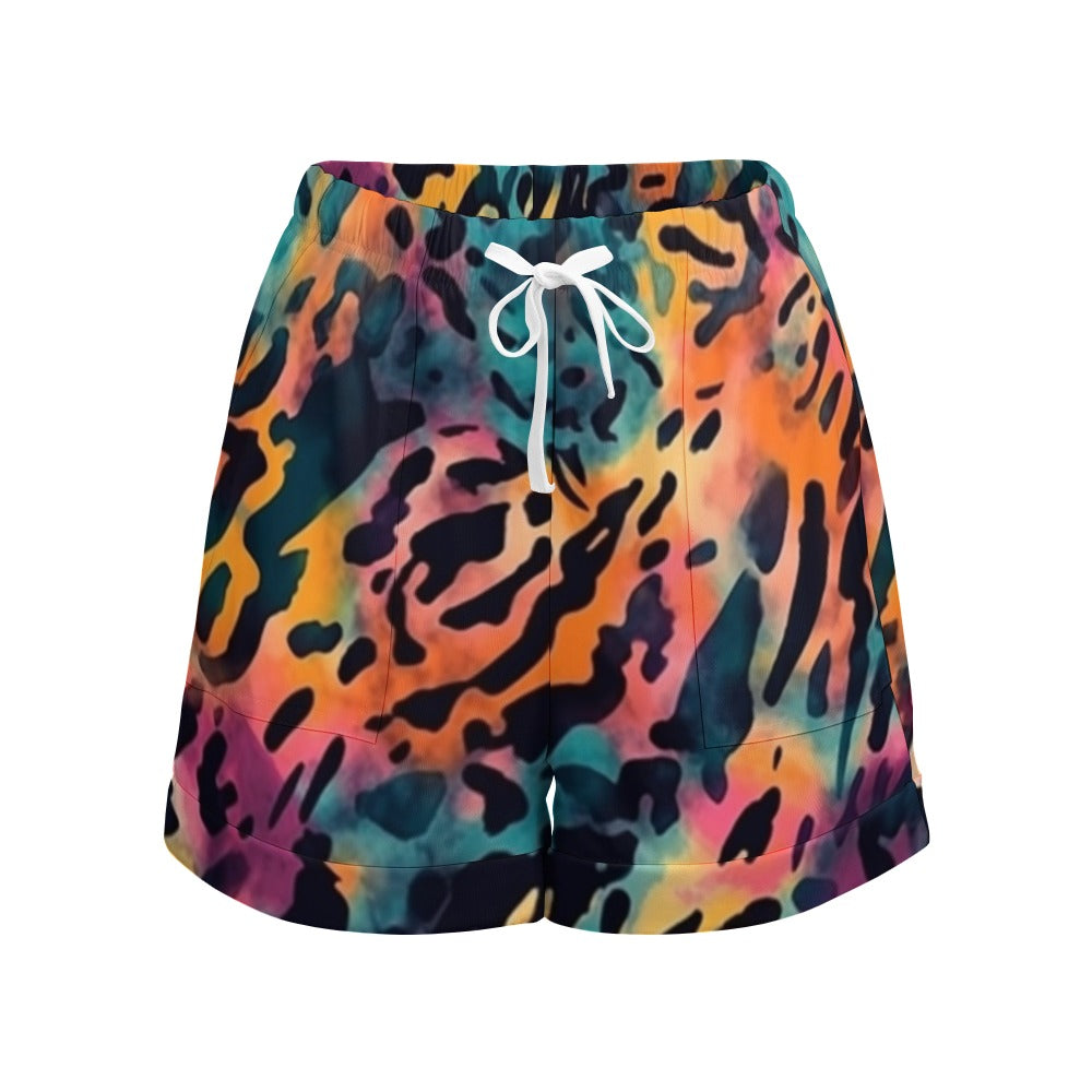 Elastic Waist Animal Print Shorts