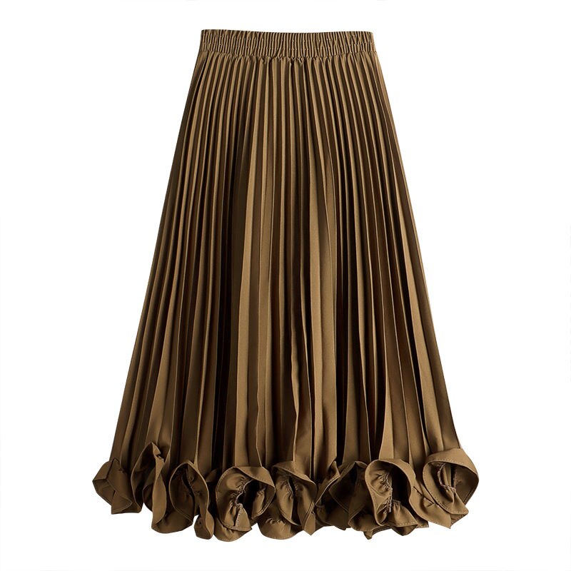 Experience timeless elegance with our Elegant Vintage Irregular Ruffles Pleated Midi Skirt! The high waist and pleats create a flattering silhouette while the irregular ruffles add a touch of vintage charm. The elastic waistband ensures a comfortable fit, making this the perfect addition to your wardrobe. Elevate your style and feel confident in this stunning skirt!