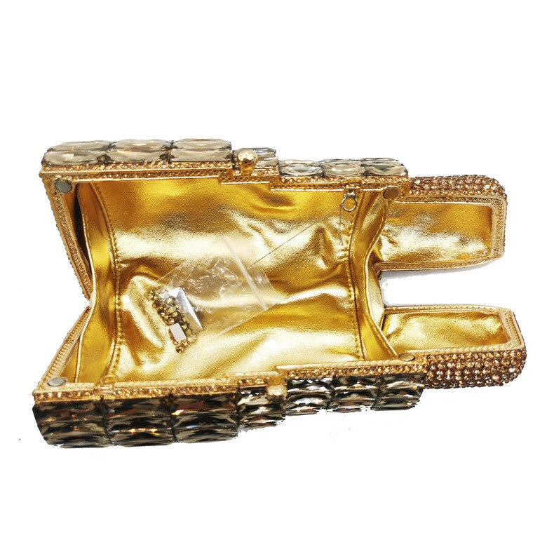 Women's Novelty Rhinestone Lipstick Clutch Purse with Chain Shoulder Strap