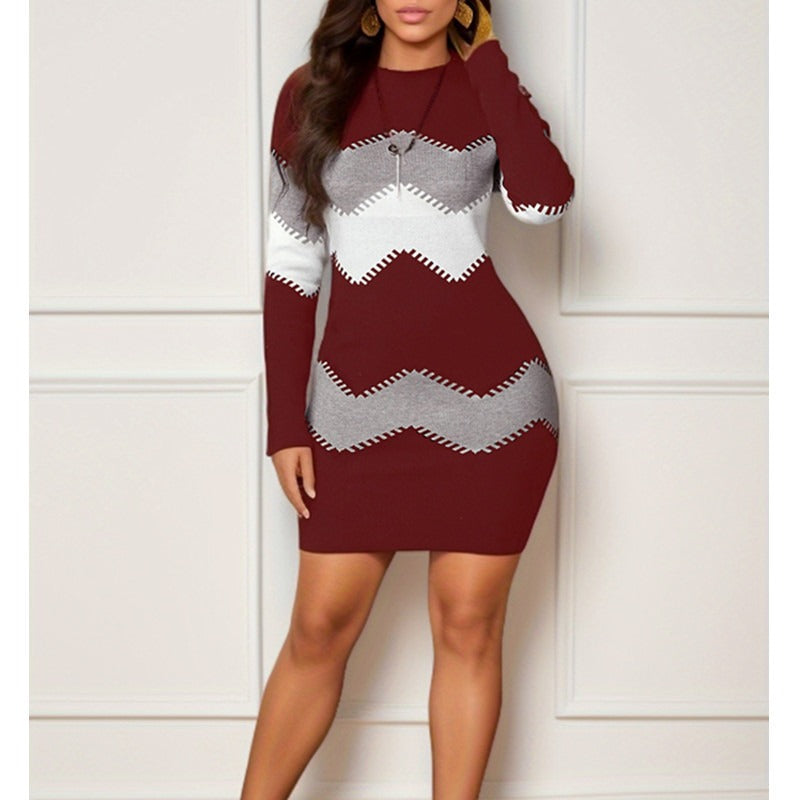 Long Sleeve Above the Knee Knit Sweater Dress