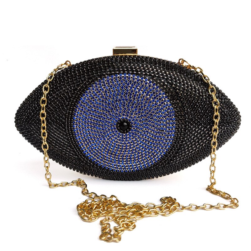 The Evil Eye Rhinestone Women's Clutch Purse Evening Bag with Shoulder Strap