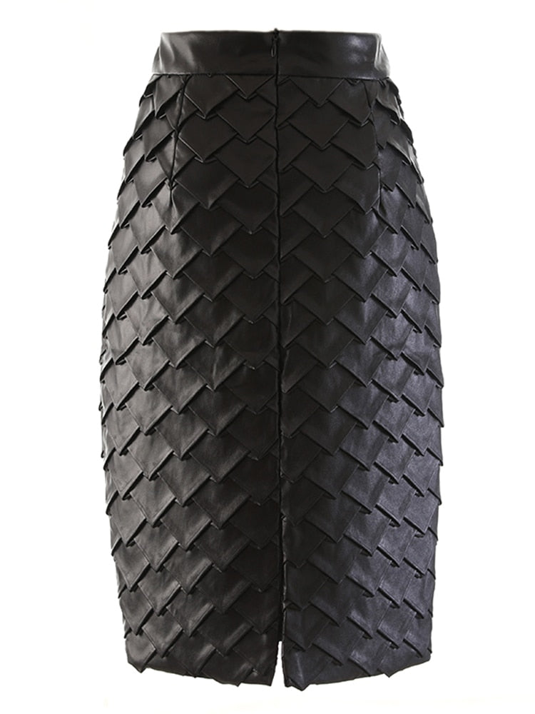 Unleash your inner fashionista with our Vintage Pleather Fashionable Midi Skirt! Made with high-quality pleather, this skirt combines a classic vintage look with modern fashion. Express your style with confidence and turn heads wherever you go. Upgrade your wardrobe with this versatile and stylish piece!