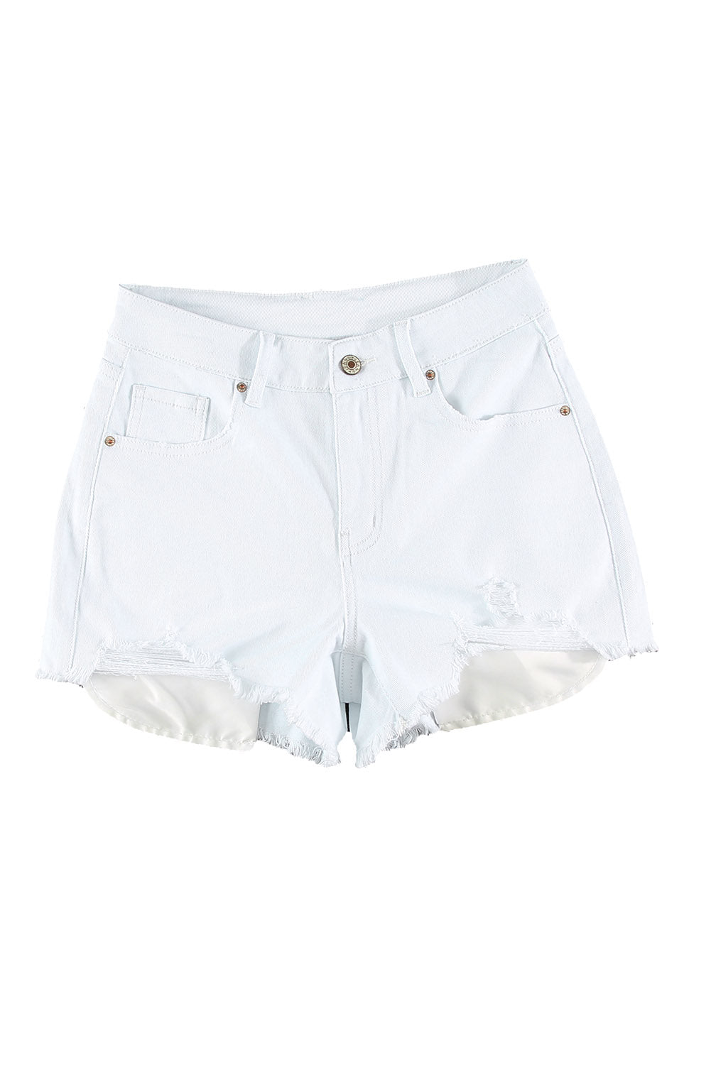 Sexy Women's Frayed White Denim Shorts