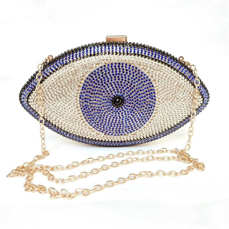 The Evil Eye Rhinestone Women's Clutch Purse Evening Bag with Shoulder Strap