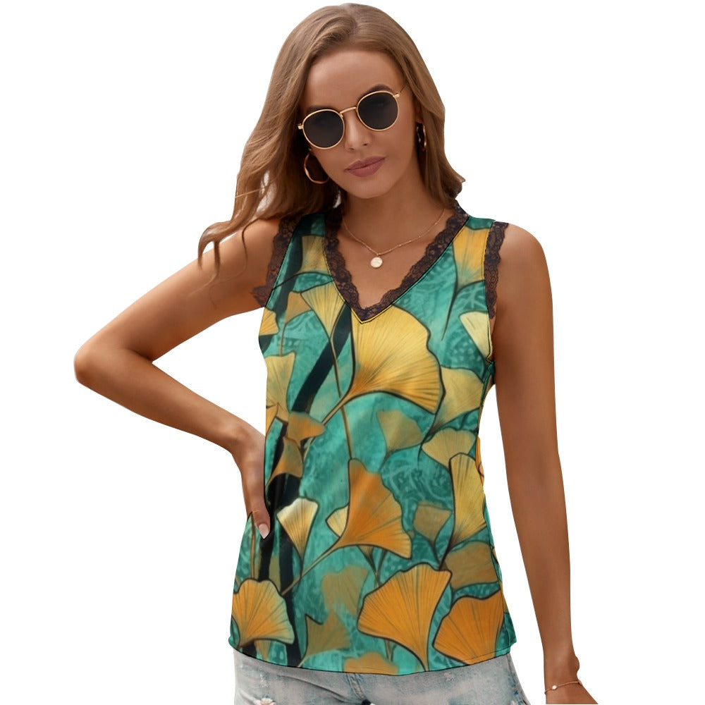 Woman's Turquoise Graphic Design Tank Top