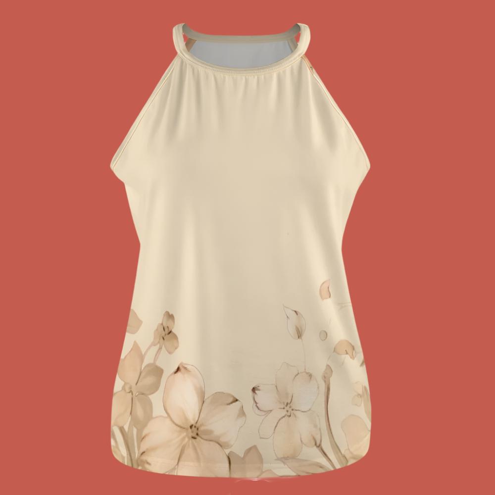 Experience the unique and one-of-a-kind design of our Beige Sleeveless Floral Print Crew Neck Top. This top is perfect for any occasion and pairs perfectly with our matching pants. Elevate your style with this beautiful and versatile top!