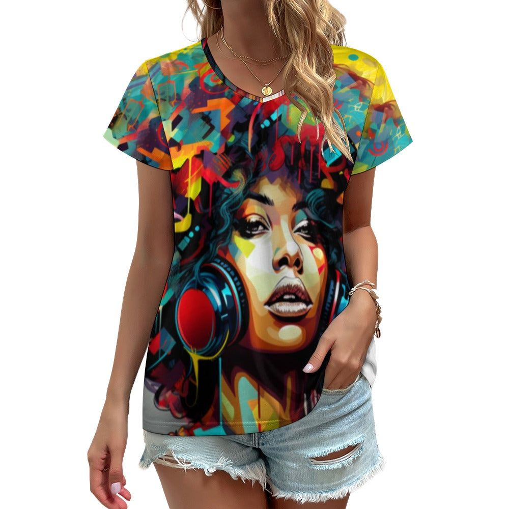 Elevate your style with our Bright &amp; Beautiful Original Graphic Print V-Neck T-Shirt, featuring bold designs and a comfortable V-neck cut. Stand out in the crowd and express your unique personality with this fashion-forward statement piece. The perfect combination of style and comfort!