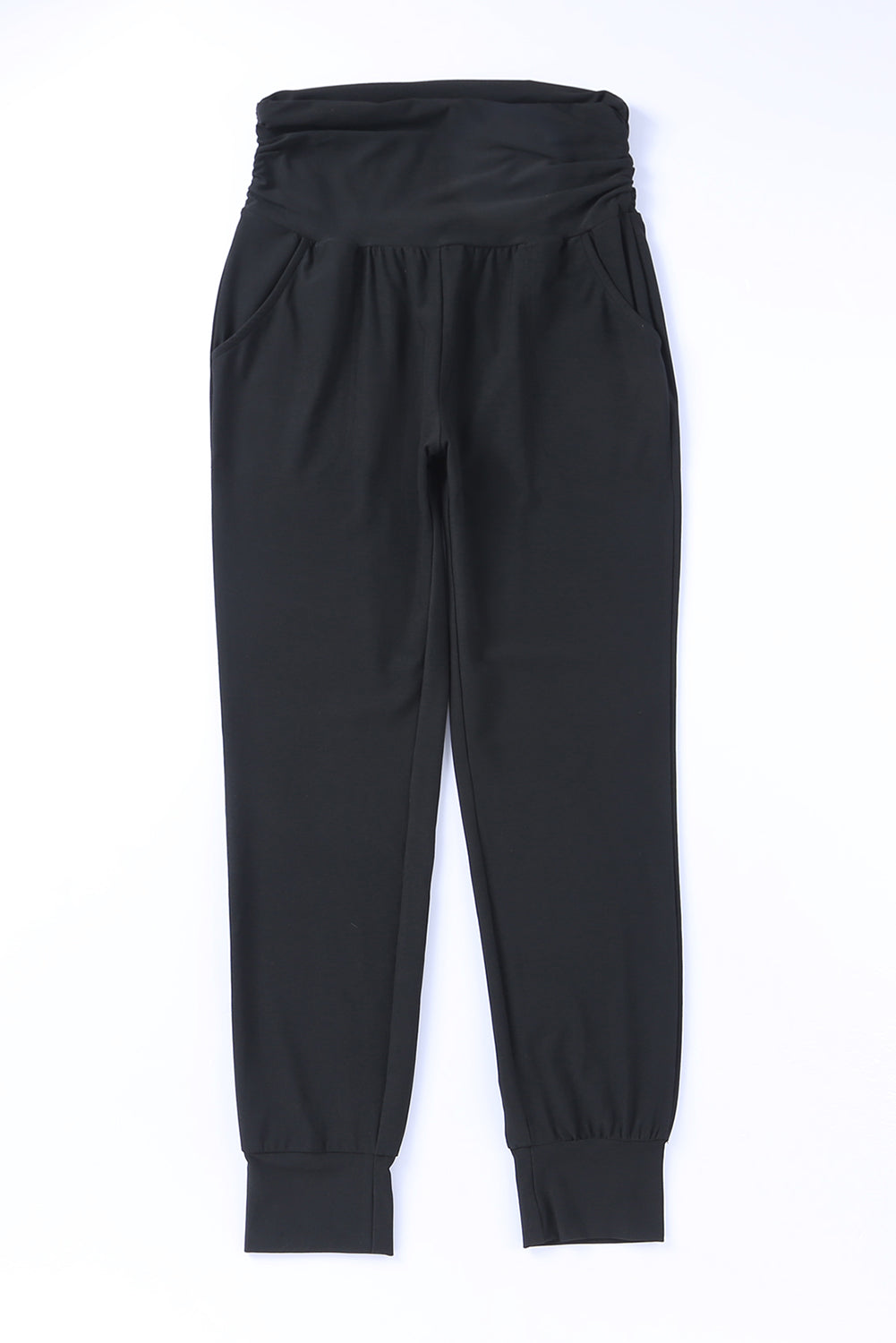 Black High Waist Pleated Leggings with Pockets - Thread Harbor Clothing Company