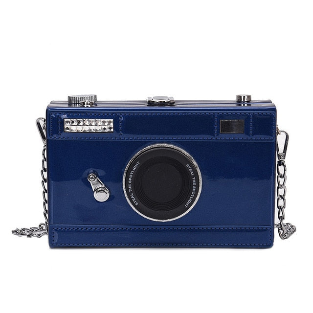 Women's Fashion Retro Camera Shape Clutch Bag with Shoulder Strap