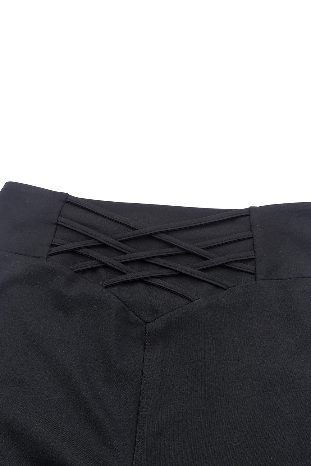 Flaunt your figure with our Black Criss Cross Tummy Control High Waist Leggings! Designed to give you a sleek and smooth silhouette, these leggings feature a high waist and criss cross detailing to enhance your curves and provide ultimate tummy control. Feel confident and comfortable all day long!