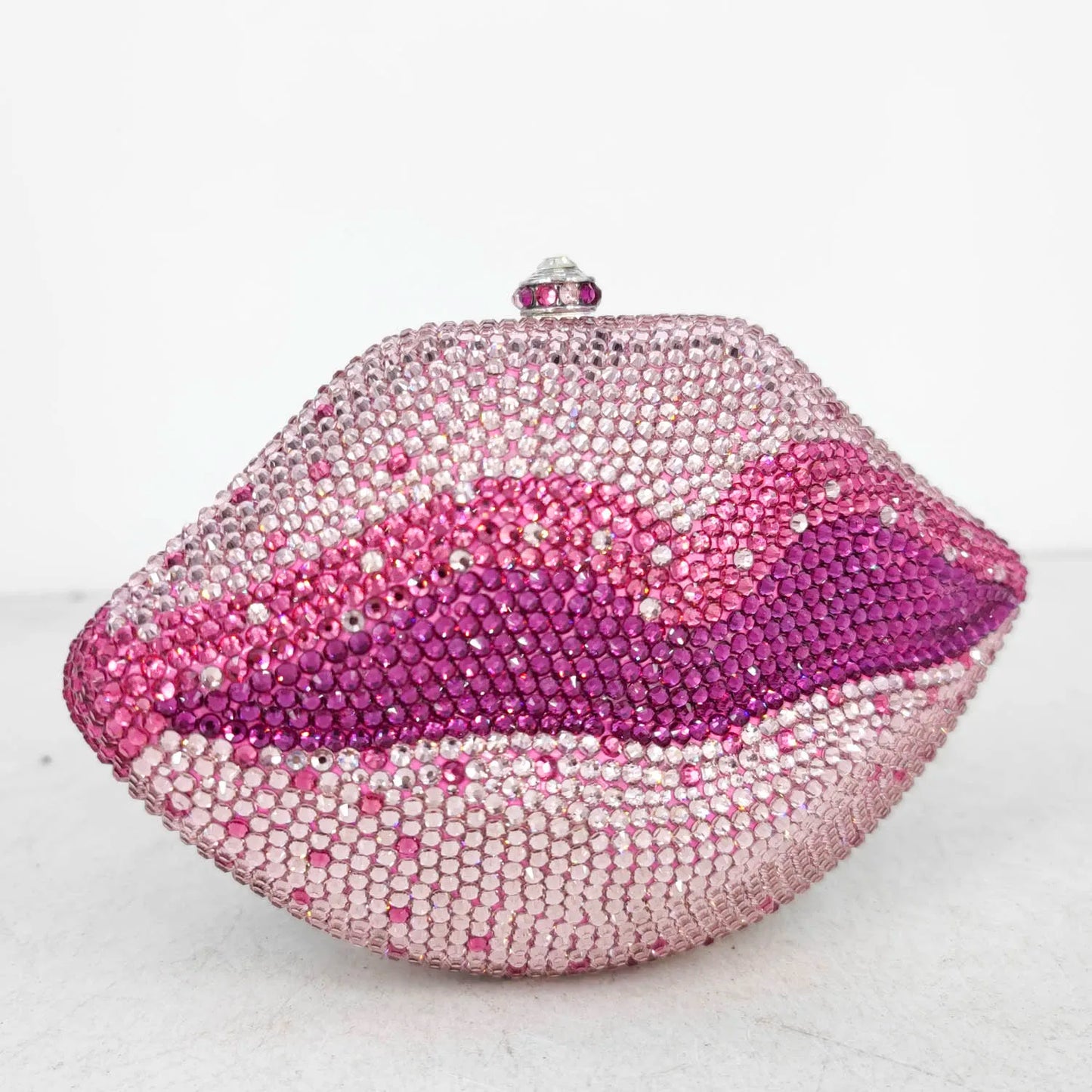 Pink Rhinestone  Lips Clutch Purse with Matching Shoulder Strap