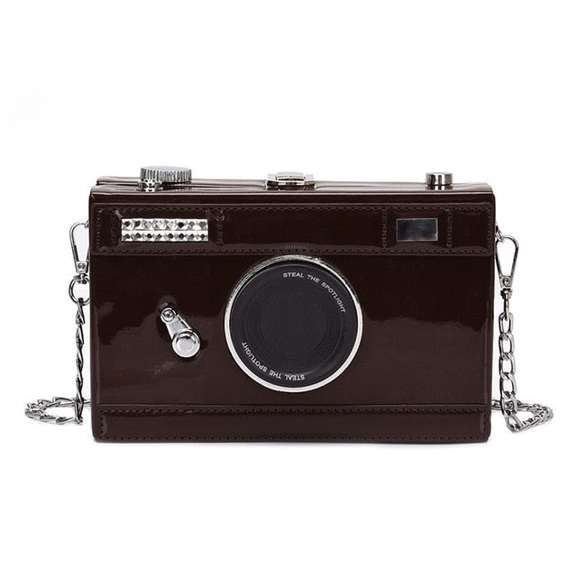 Women's Fashion Retro Camera Shape Clutch Bag with Shoulder Strap