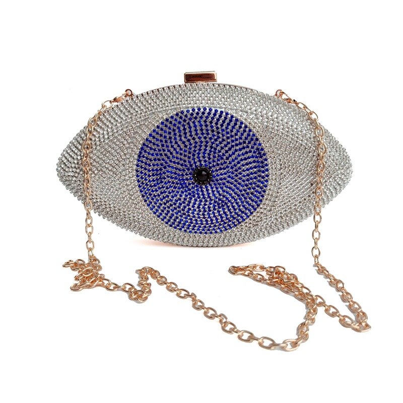 The Evil Eye Rhinestone Women's Clutch Purse Evening Bag with Shoulder Strap