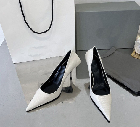 Women's Leather Pumps in Black Gray and White