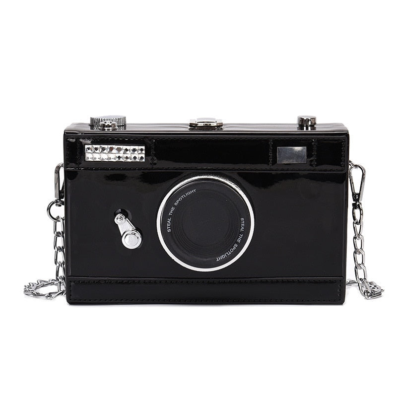 Women's Fashion Retro Camera Shape Clutch Bag with Shoulder Strap