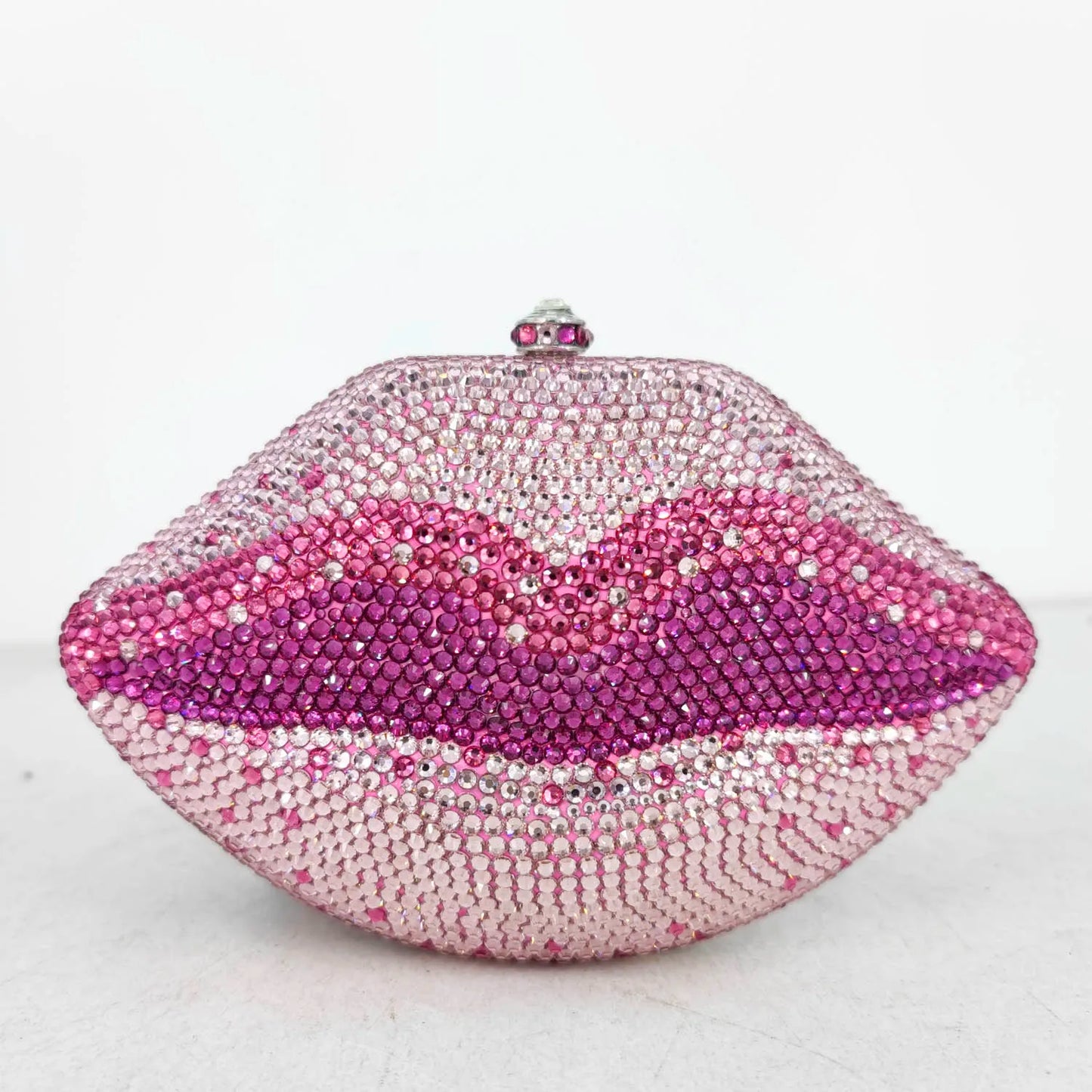 Pink Rhinestone  Lips Clutch Purse with Matching Shoulder Strap