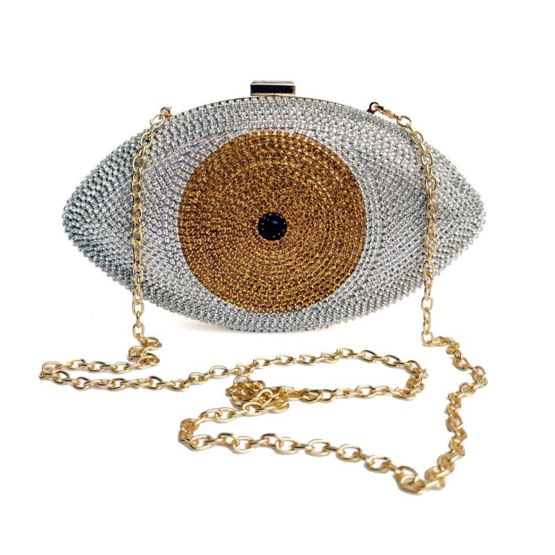 The Evil Eye Rhinestone Women's Clutch Purse Evening Bag with Shoulder Strap