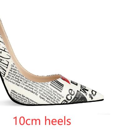 Newspaper Print Stiletto High Heel Shoes