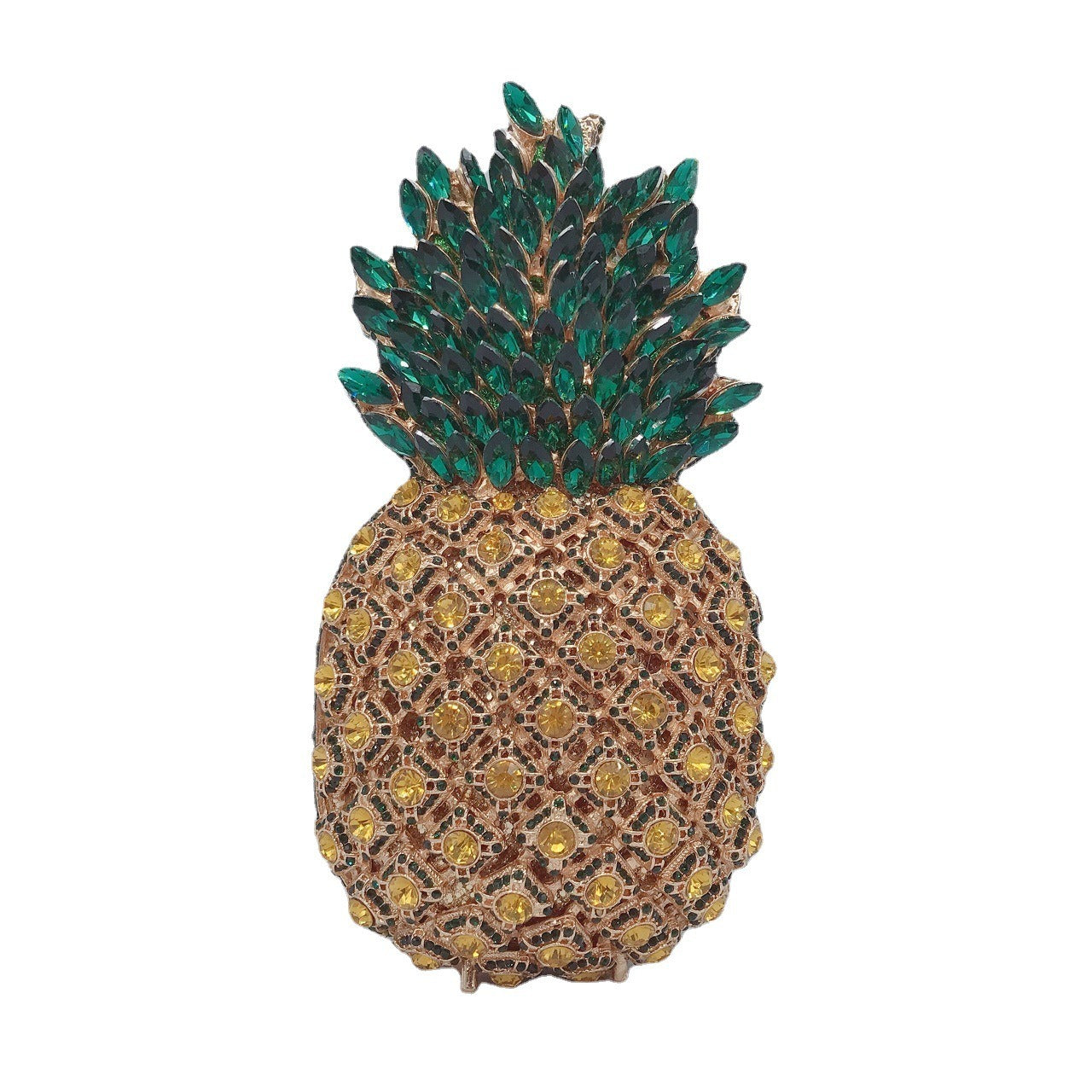 Women's Rhinestone Pineapple Clutch Purse Novelty Bag with Shoulder Strap