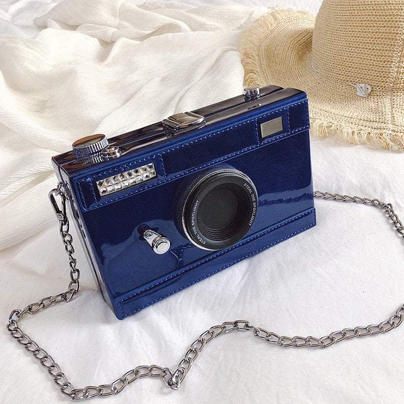 Women's Fashion Retro Camera Shape Clutch Bag with Shoulder Strap