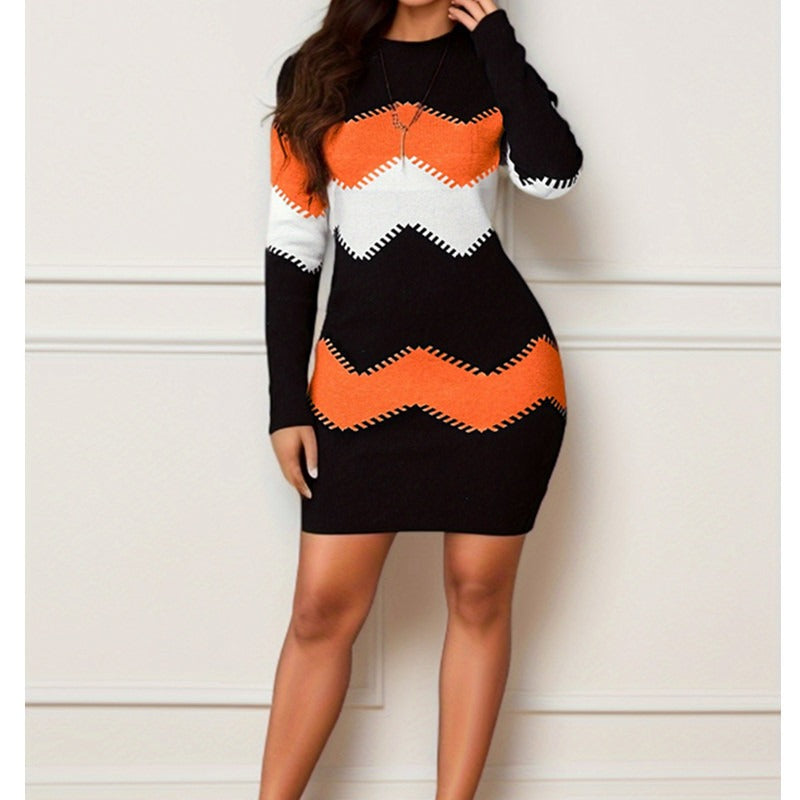 Long Sleeve Above the Knee Knit Sweater Dress