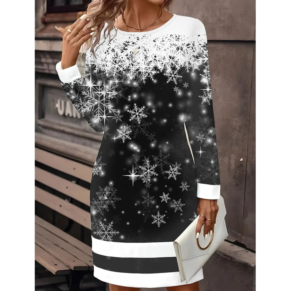 Celebrate the holiday season in style with our Christmas Party Dresses, featuring festive designs that are perfect for any holiday event. From shimmering snowflakes to a sparkling Christmas tree and a dazzling wine glass in a Santa hat, these dresses combine holiday cheer with elegance.