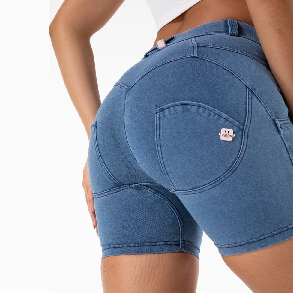 Experience the perfect fit with our Blue Jean Shorts. Made of durable blue denim fabric, these shorts feature a 4-way stretch for ultimate comfort and shape retention. With a butt lift design, these super cute shorts will enhance your curves and elevate your look. Get ready to turn heads in style and confidence.