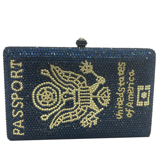 Effortlessly elevate your travel style with our Rhinestone Passport Clutch Handbag Purse. Featuring a sparkling rhinestone design, this clutch is perfect for holding your passport and essentials in style. Stand out from the crowd and make a statement with this unique and glamorous accessory.  Also comes in rhinestone cassette tape or rhinestone comic book style