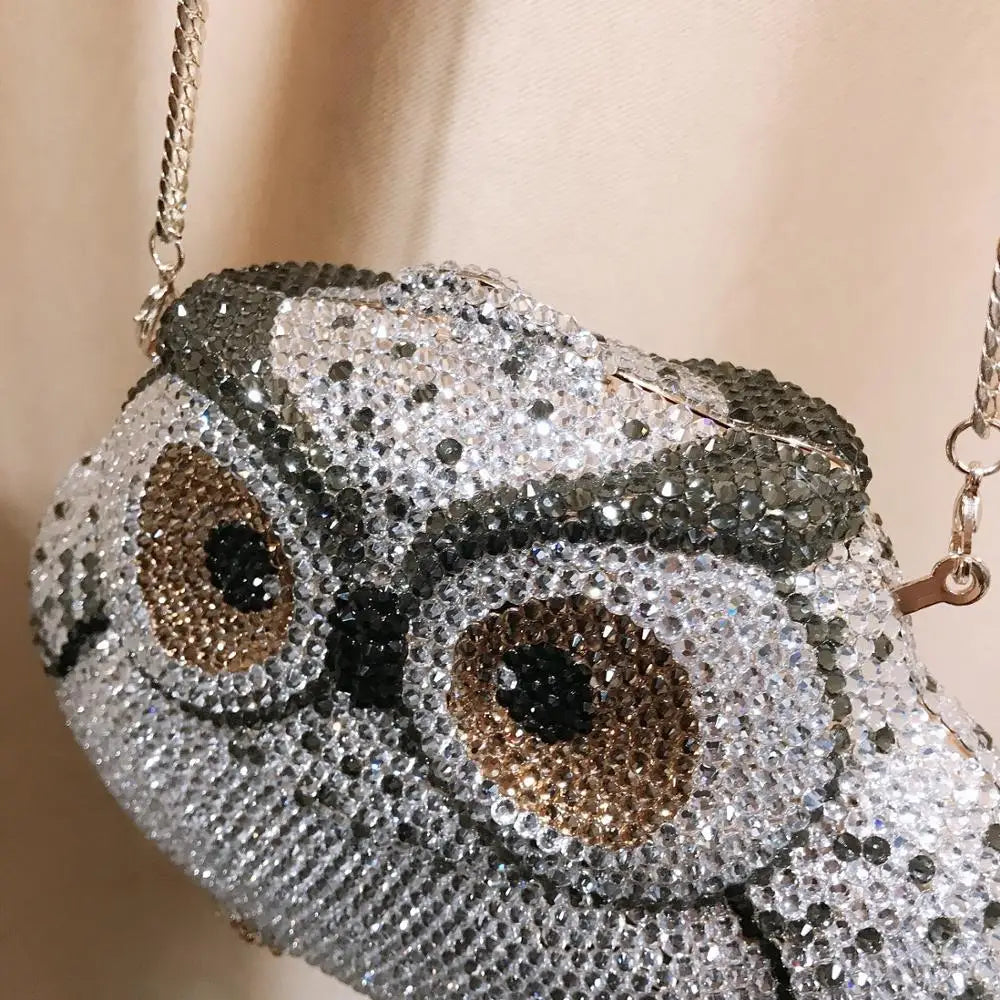 Owl Rhinestone Clutch Purse