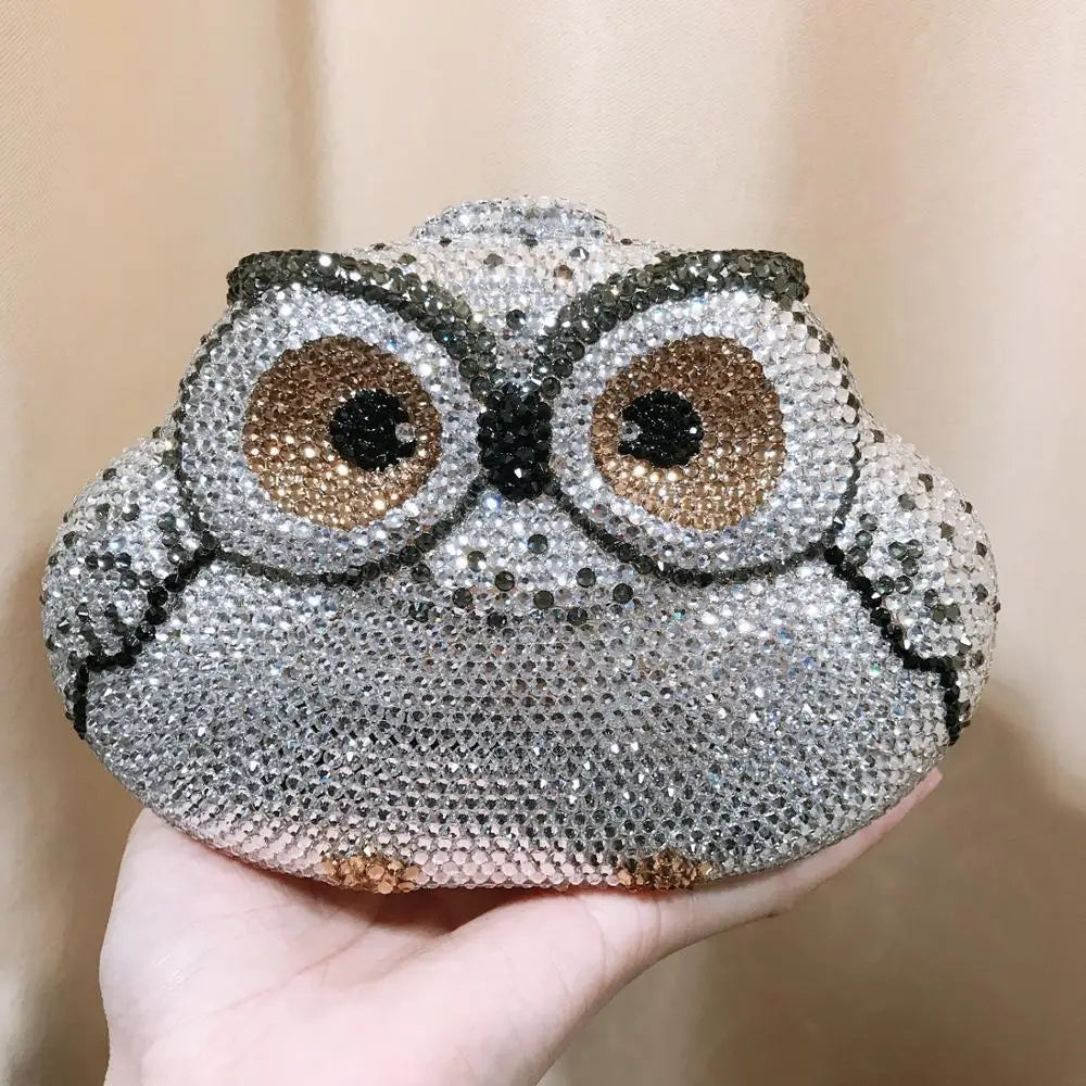 Owl Rhinestone Clutch Purse