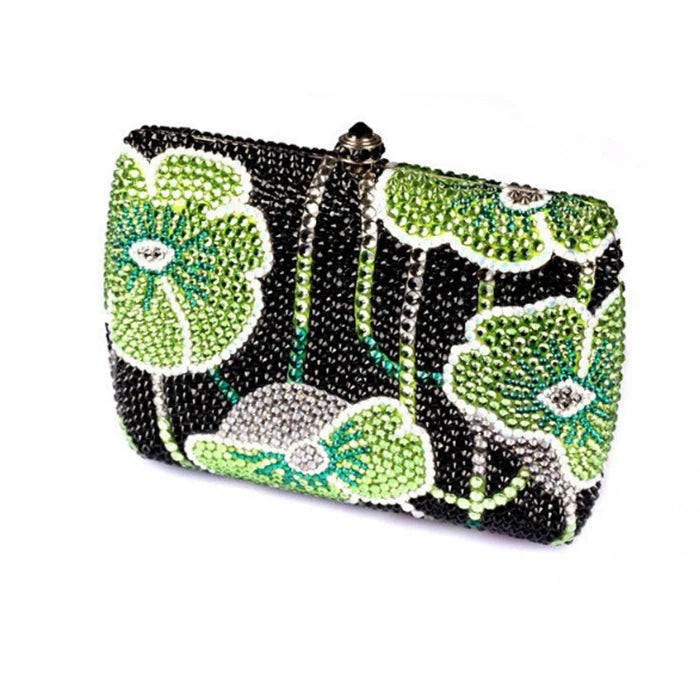 Rhinestone Lilly Pad Novelty Clutch Handbag