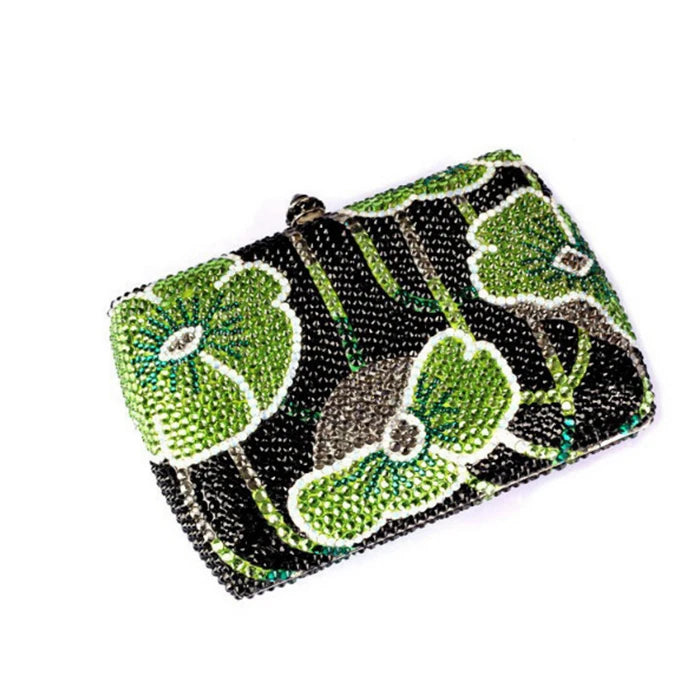 Rhinestone Lilly Pad Novelty Clutch Handbag