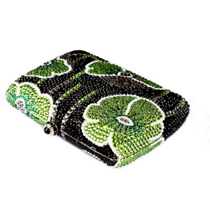 Rhinestone Lilly Pad Novelty Clutch Handbag