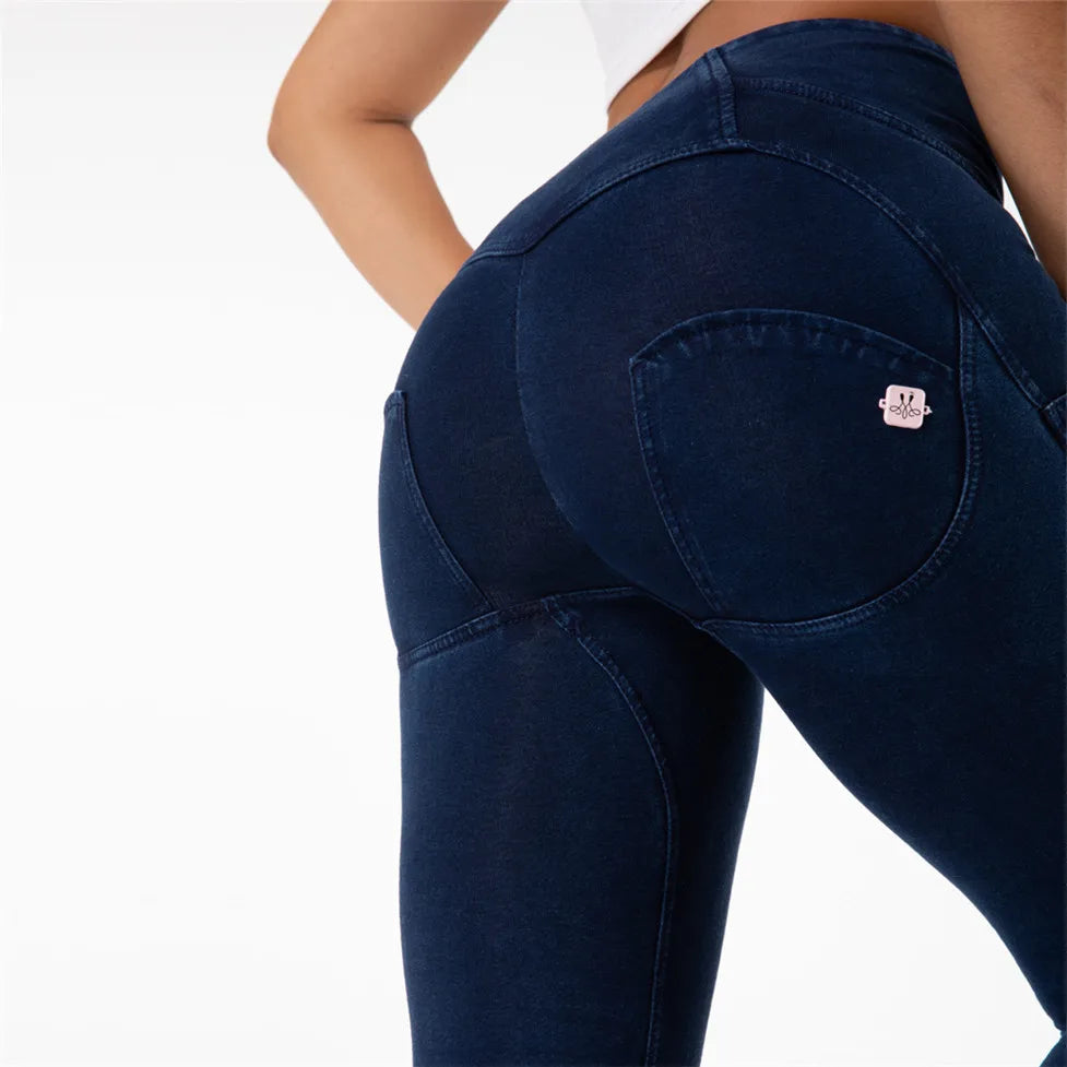 Experience the ultimate in comfort and style with our Dark Blue Stretch Skinny Jeans. Crafted from a stretch denim spandex fabric, these jeans effortlessly hug your curves and provide a flattering skinny leg silhouette. The innovative butt lift technology enhances your natural curves, making you look and feel confident. Elevate your wardrobe with these high waist pull on jeans.