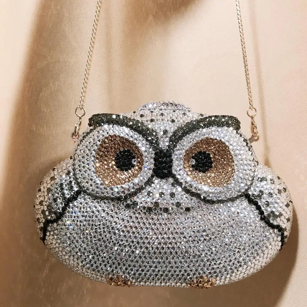 Owl Rhinestone Clutch Purse