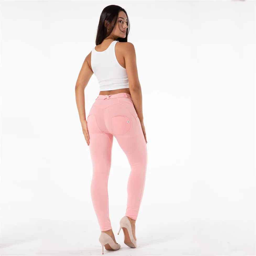 Woman's Pink Skinny Cool And Comfy Leggings Butt Lifting Yoga Pants