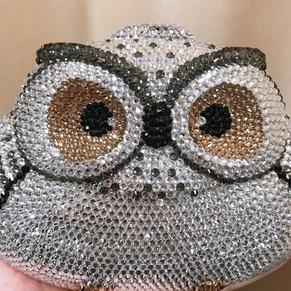 Owl Rhinestone Clutch Purse