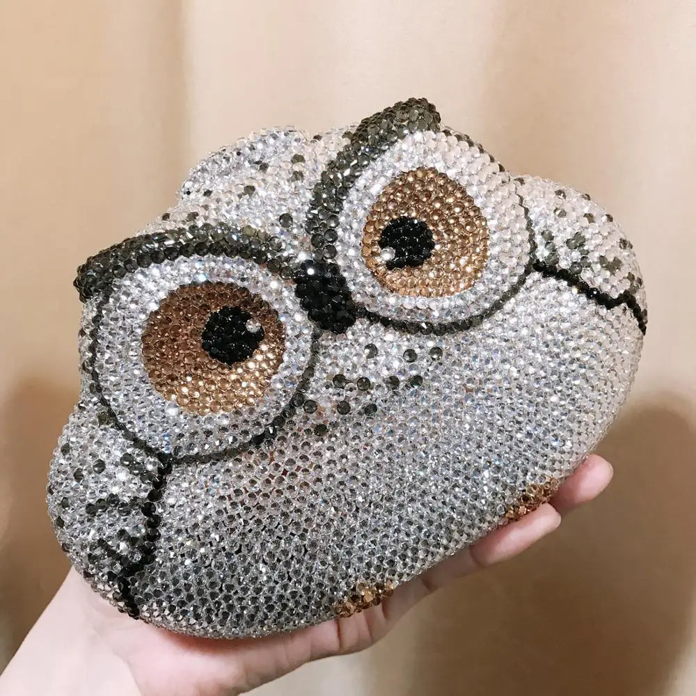 Owl Rhinestone Clutch Purse