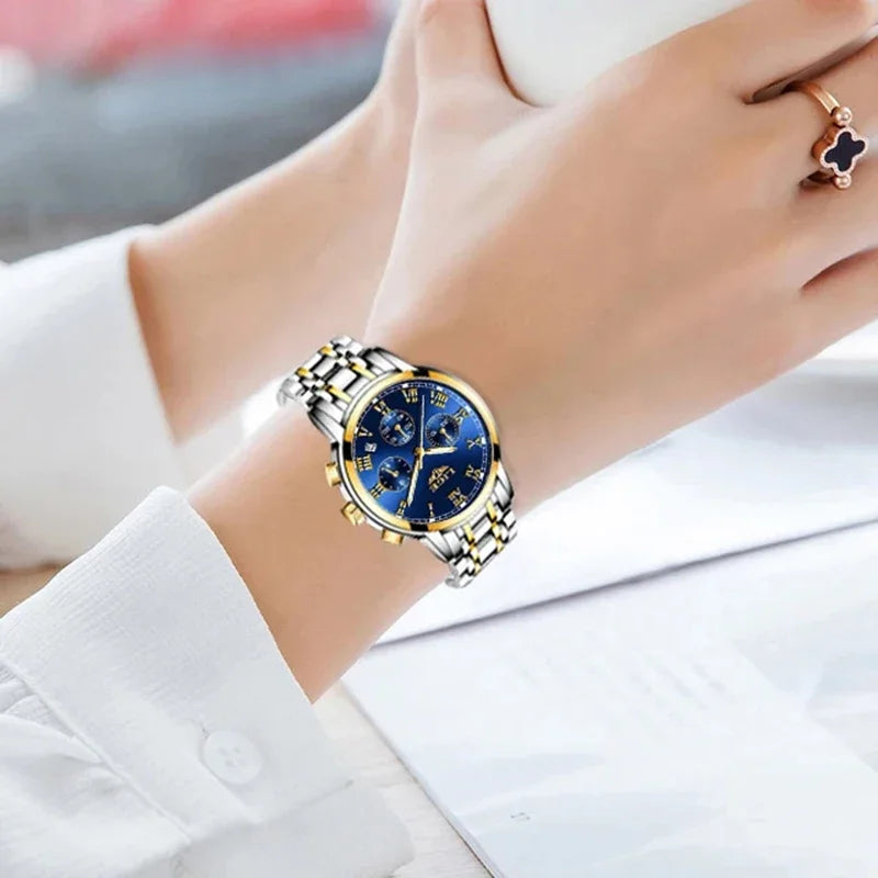 Looking for a watch that's both stylish and functional? Look no further than our Women's Waterproof Quarts Stainless Steel Watch! With a luminous face, you can easily tell the time even in low light situations. Perfect for any woman on the go!